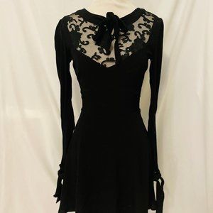 Black, Long Sleeve, Lace Dress